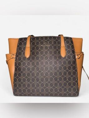 Nanette Lepore Brown Monogram & Tan Leather Tote